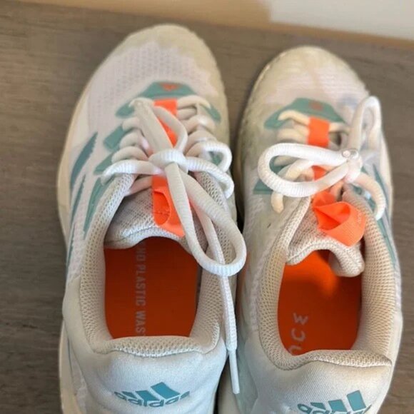 Adidas Barricade Parley Women's White and Teal tennis & pickleball shoes - Picture 1 of 6